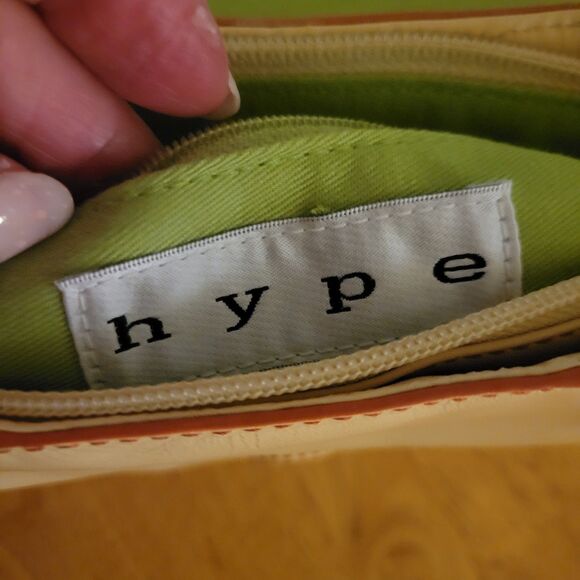 Hype Leather Yellow Red Seams Y2K Tote/Shoulder Purse - Picture 13 of 13